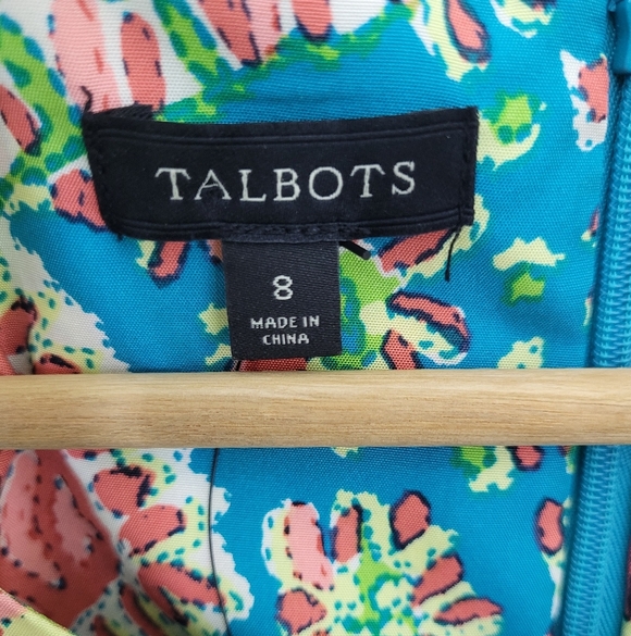 NWT Talbots 100% Silk Pastel Sheath Dress Women's Size 8 Lined Short Sleeve - Picture 7 of 9